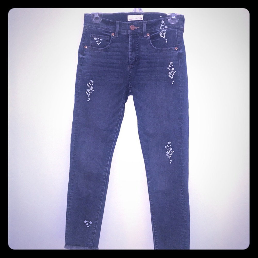 Loft Cropped Embroidered Jeans